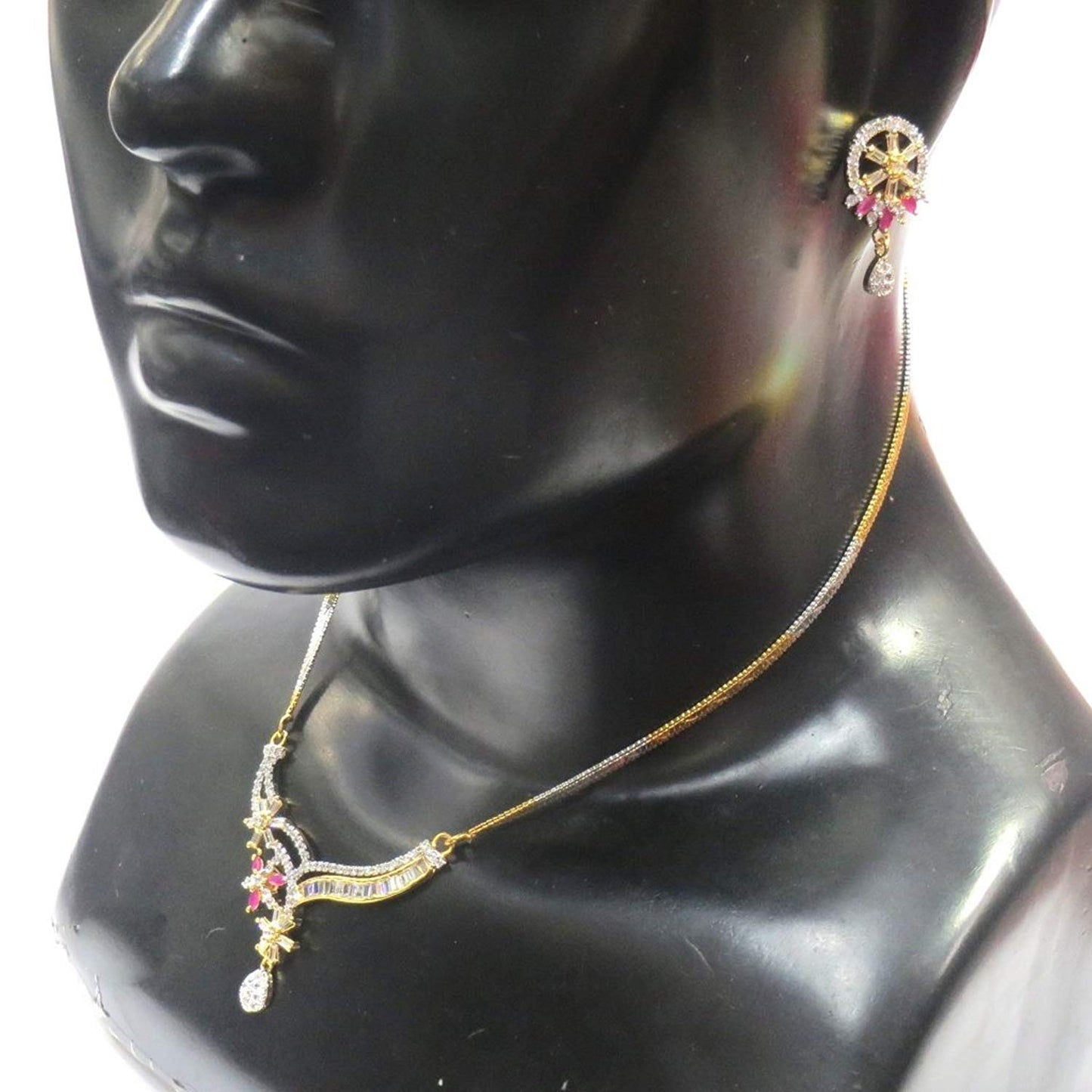 Jewelshingar Jewellery Fine Gold Plated Mangalsutra For Women ( 36189-psad-tanmaniya-ruby )