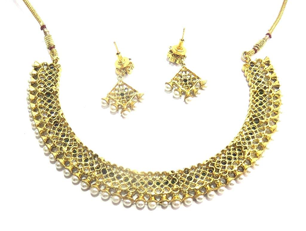 Jewelshingar Jewellery Antique Antique Plated Colour Blue Green Necklace Set for Women (41066-as-blue-green)