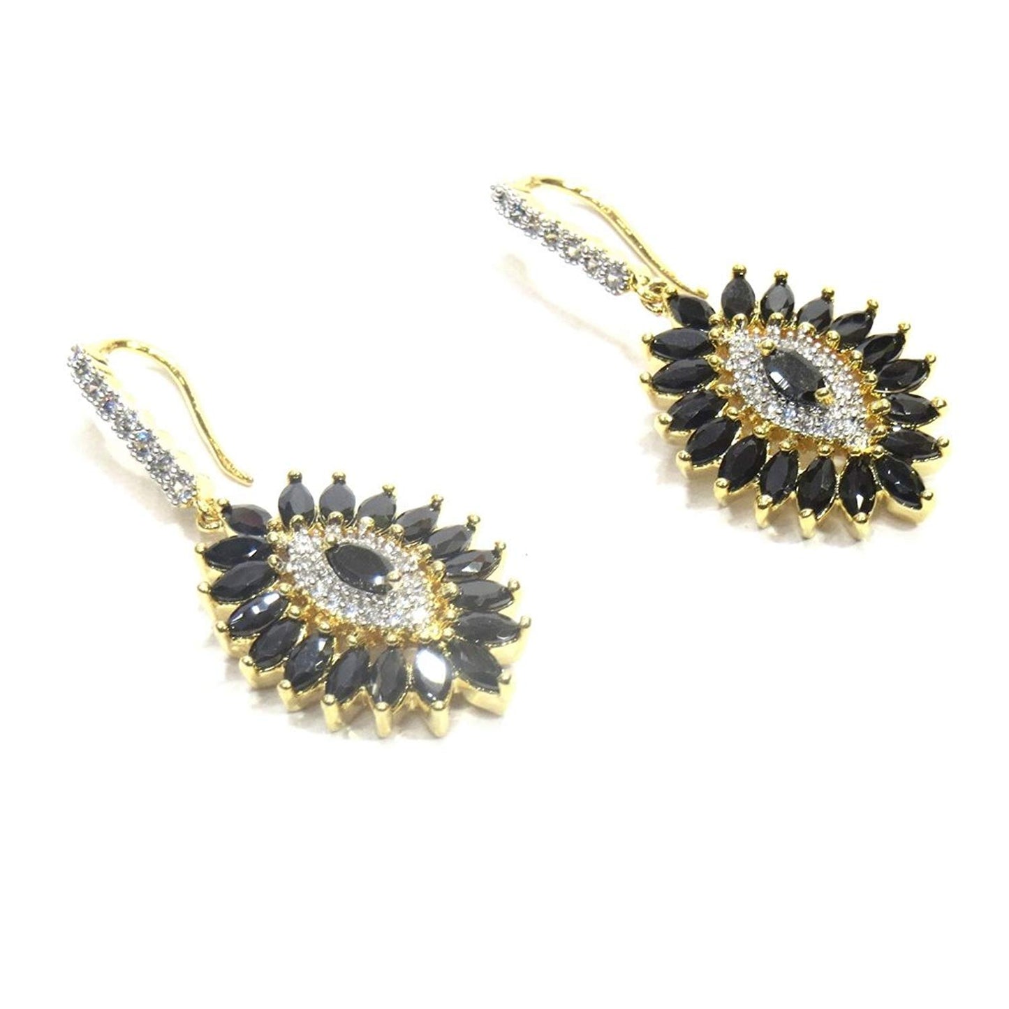 Jewelshingar Jewellery Fine Gold Plated Dangle & Drop Earrings For Girls ( 34730-ead-black )