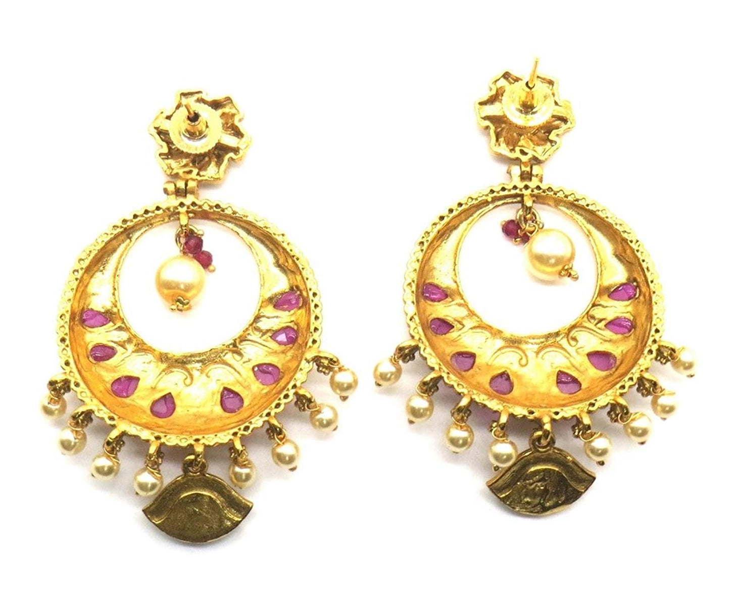 Jewelshingar Jewellery Gold Plated Ruby Colour Earrings For Women (44894-pe)