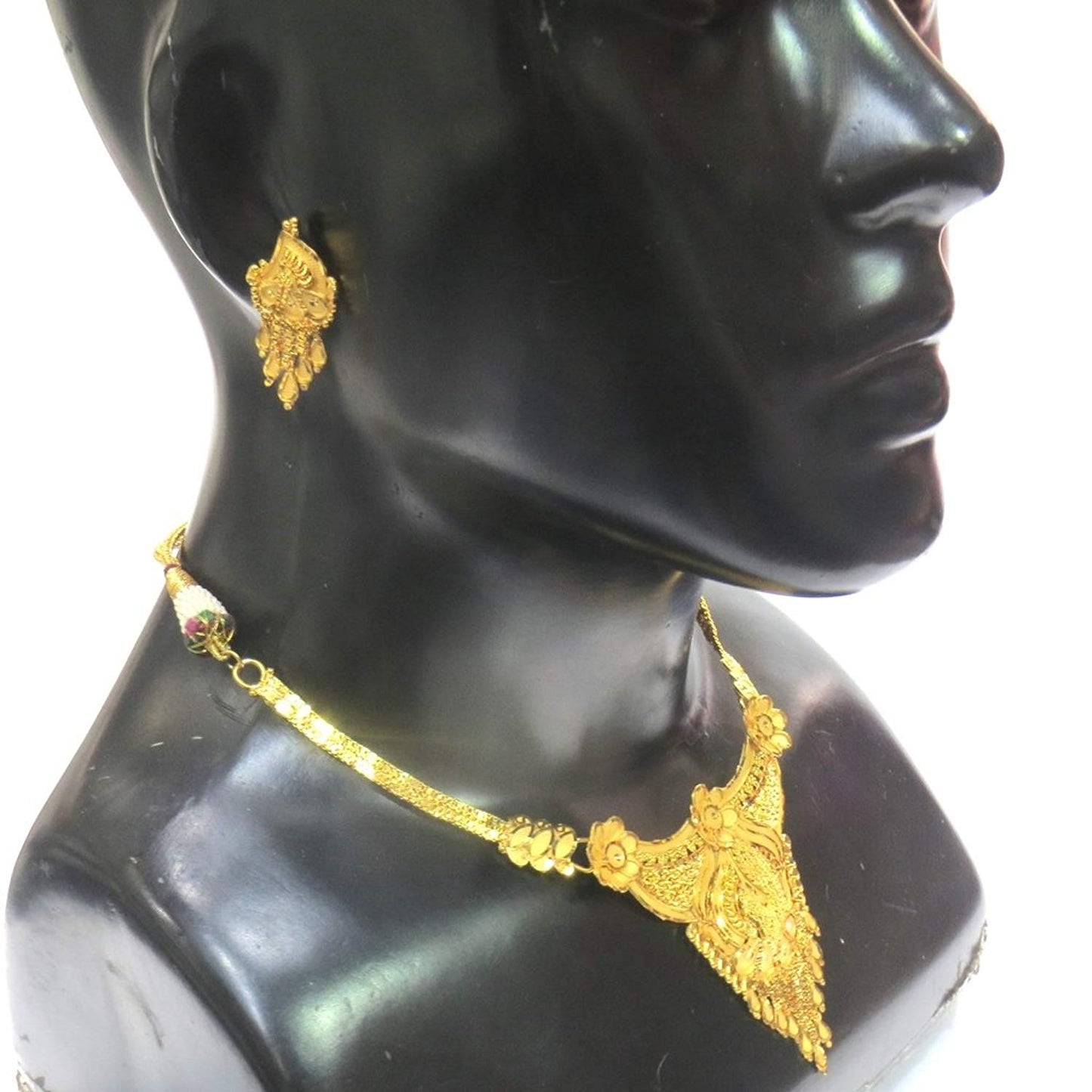 Jewelshingar Jewellery Bandhel Gold Plated Colour Gold Necklace set For Women (43037-necklace-g)