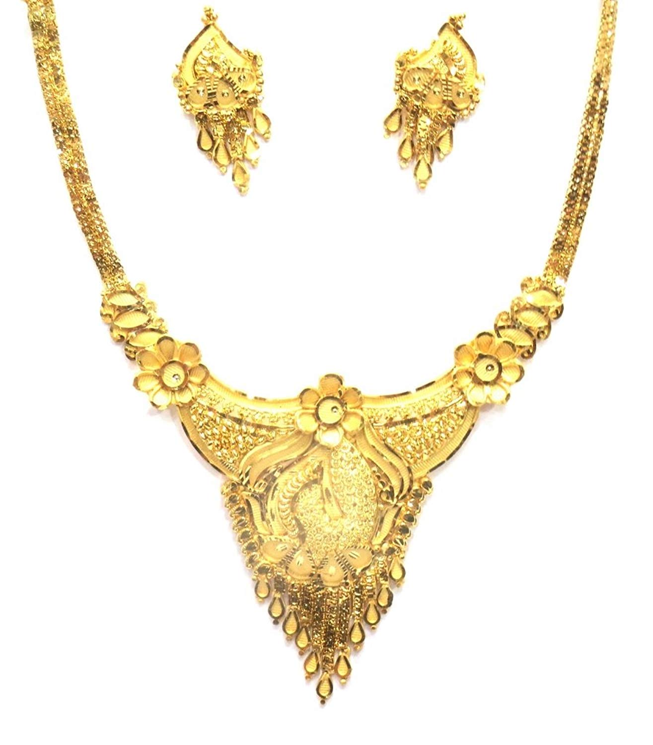 Jewelshingar Jewellery Bandhel Gold Plated Colour Gold Necklace set For Women (43037-necklace-g)