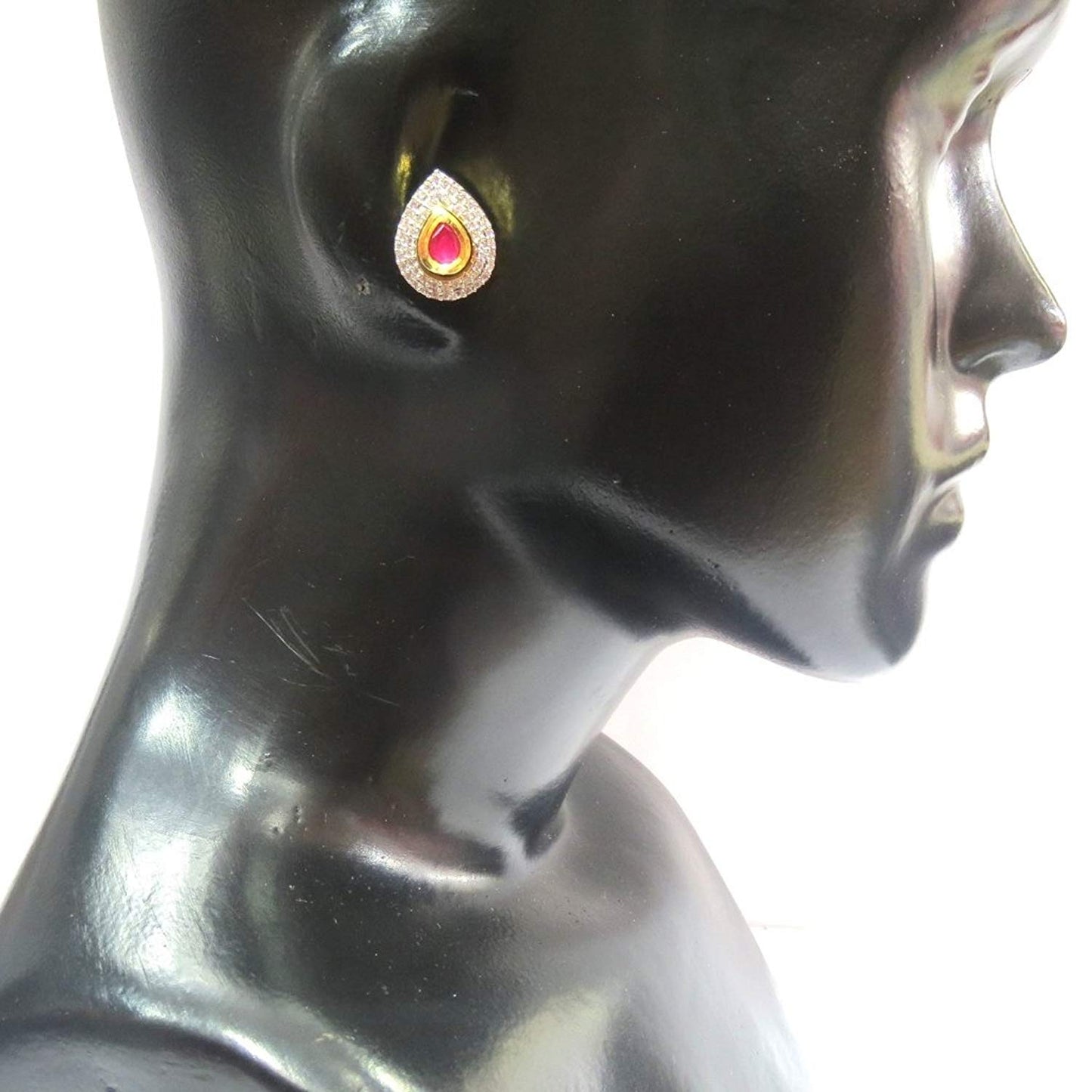 Jewelshingar Jewellery Fine Plated Stud Earrings For Women ( 18117-gjt-ruby )