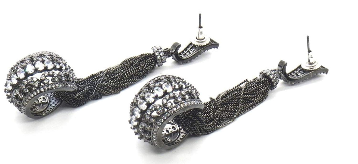 Jewelshingar Jewellery Victorian Plated Clear Colour Earrings For Women (44416-ead)