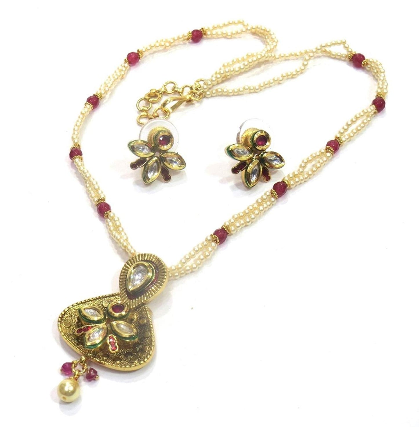 Jewelshingar Jewellery Fine Kundan Gold Plated Colour Gold Pendant Set For Women (42628-acs-ps)