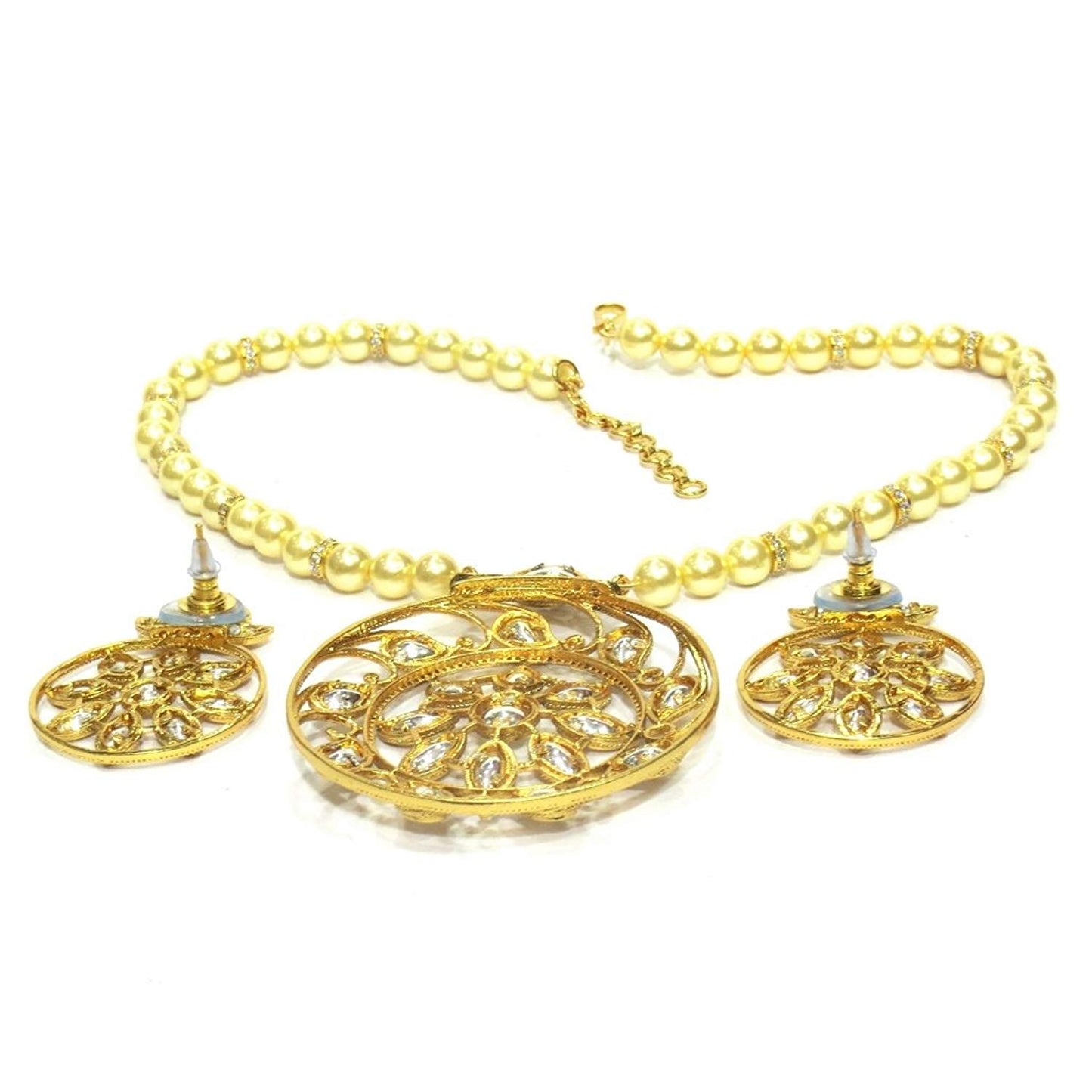 Jewelshingar Jewellery Gold Plated Necklace Set In Gold Colour For Women ( 21267-acs )