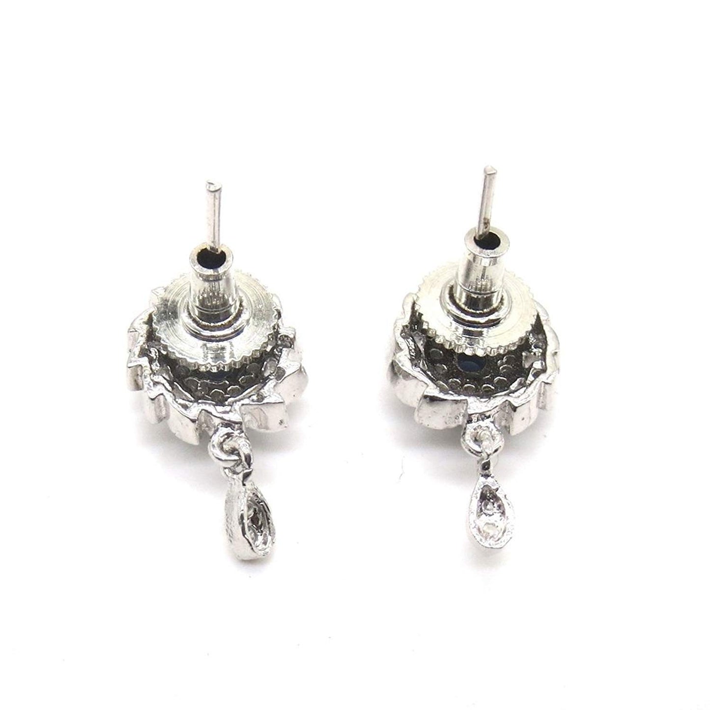 Jewelshingar Jewellery Rhodium Plated Blue Colour Earrings For Women (44696-gjt)