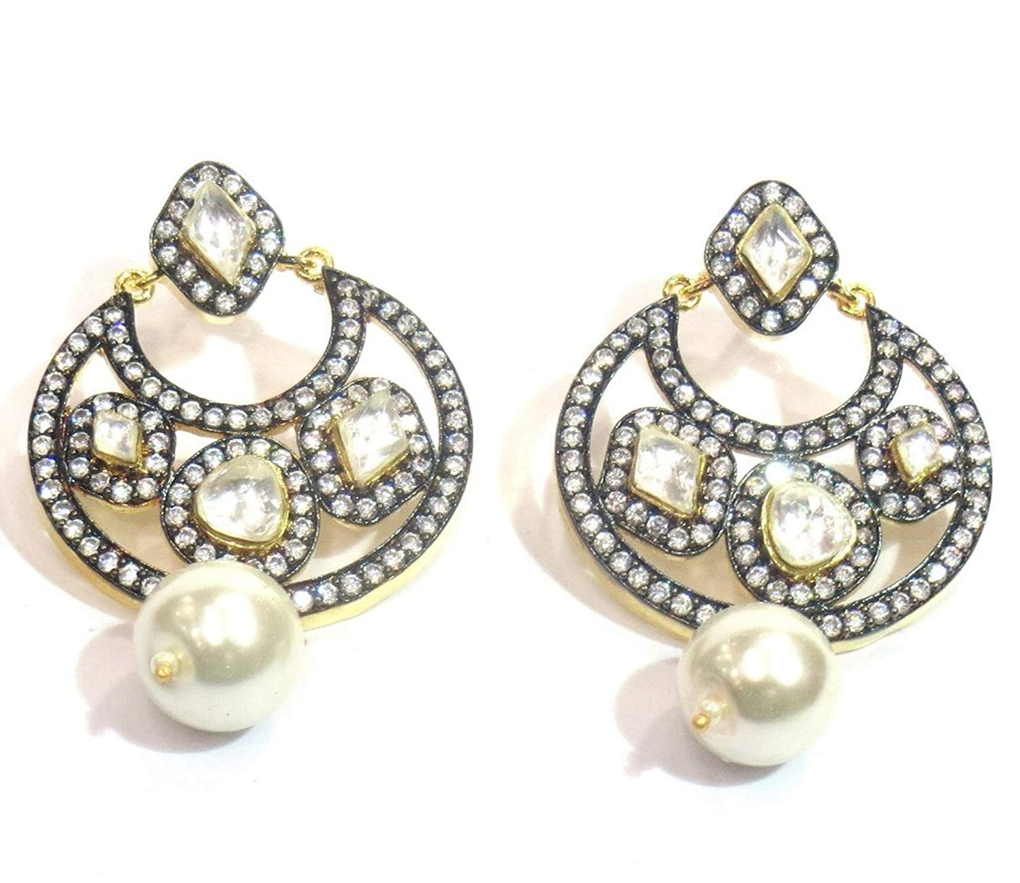 Jewelshingar Jewellery Fine Black Plated Dangle & Drop Earrings For Women ( 31871-pe-victorian )