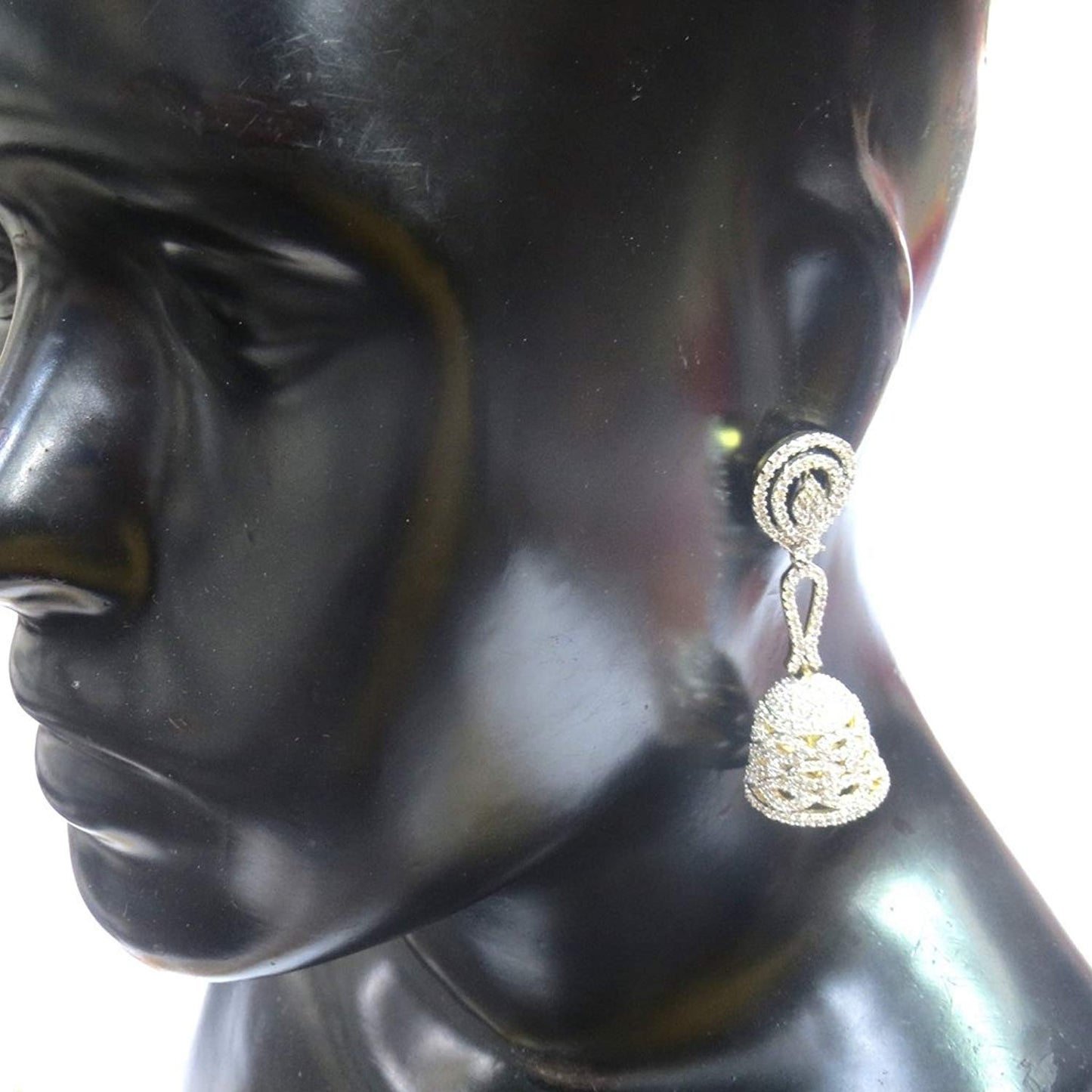 Jewelshingar Jewellery Silver Gold Plated Clear Colour Earrings For Women (43654-ead-j)