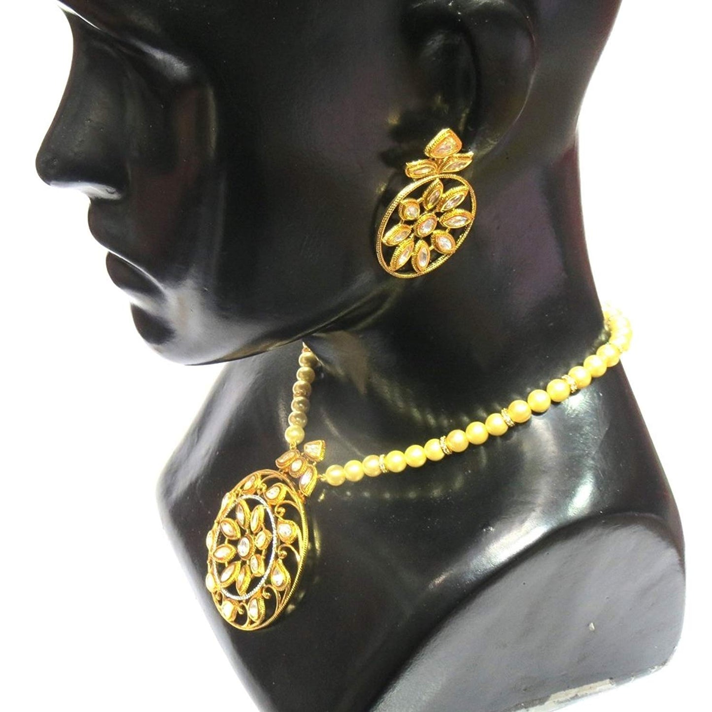 Jewelshingar Jewellery Gold Plated Necklace Set In Gold Colour For Women ( 21267-acs )