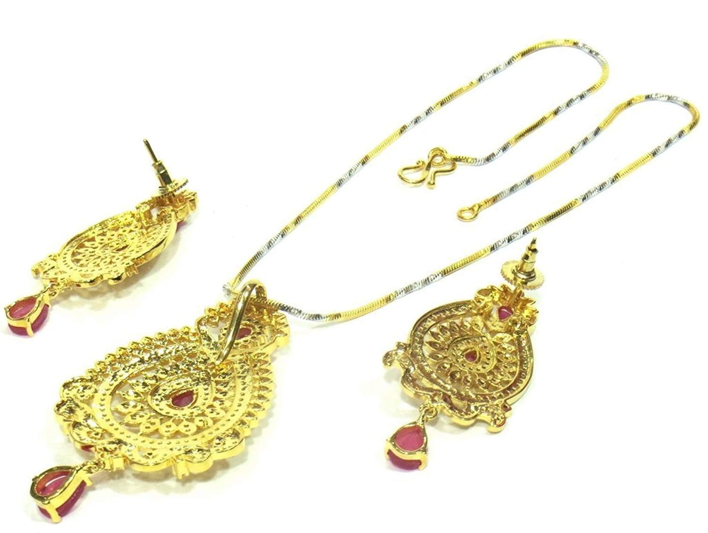 Jewelshingar Jewellery Fine Quality Gold Plated Pendant Set For Women ( 26421-psad-ruby )