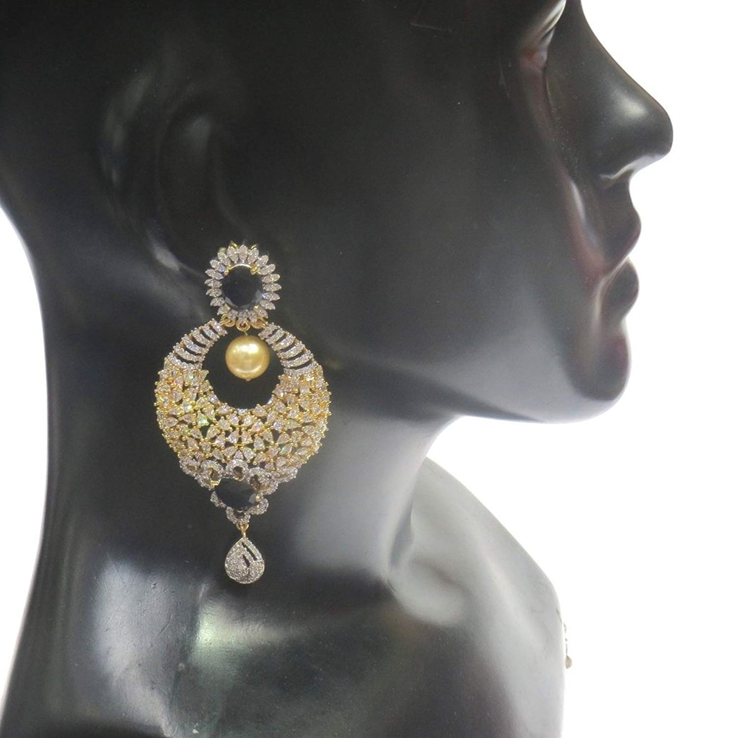 Jewelshingar Jewellery Fine Gold Plated Dangle & Drop Earrings For Girls ( 34511-ead-Blue )