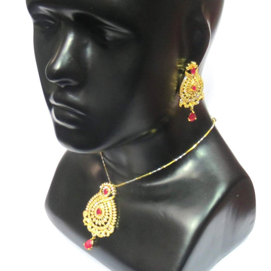Jewelshingar Jewellery Fine Quality Gold Plated Pendant Set For Women ( 26421-psad-ruby )