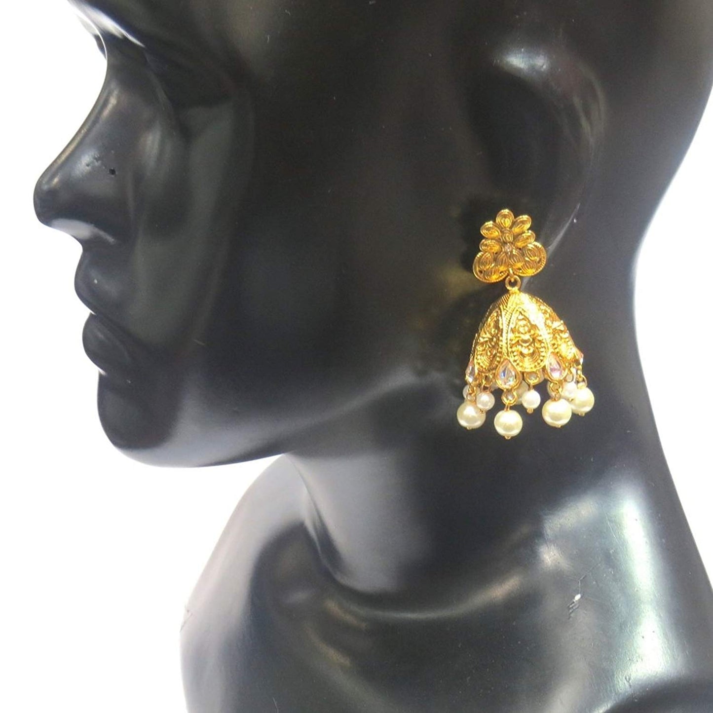 Jewelshingar Jewellery Fine Gold Plated Jhumki Earrings For Women ( 32796-pj-moti )