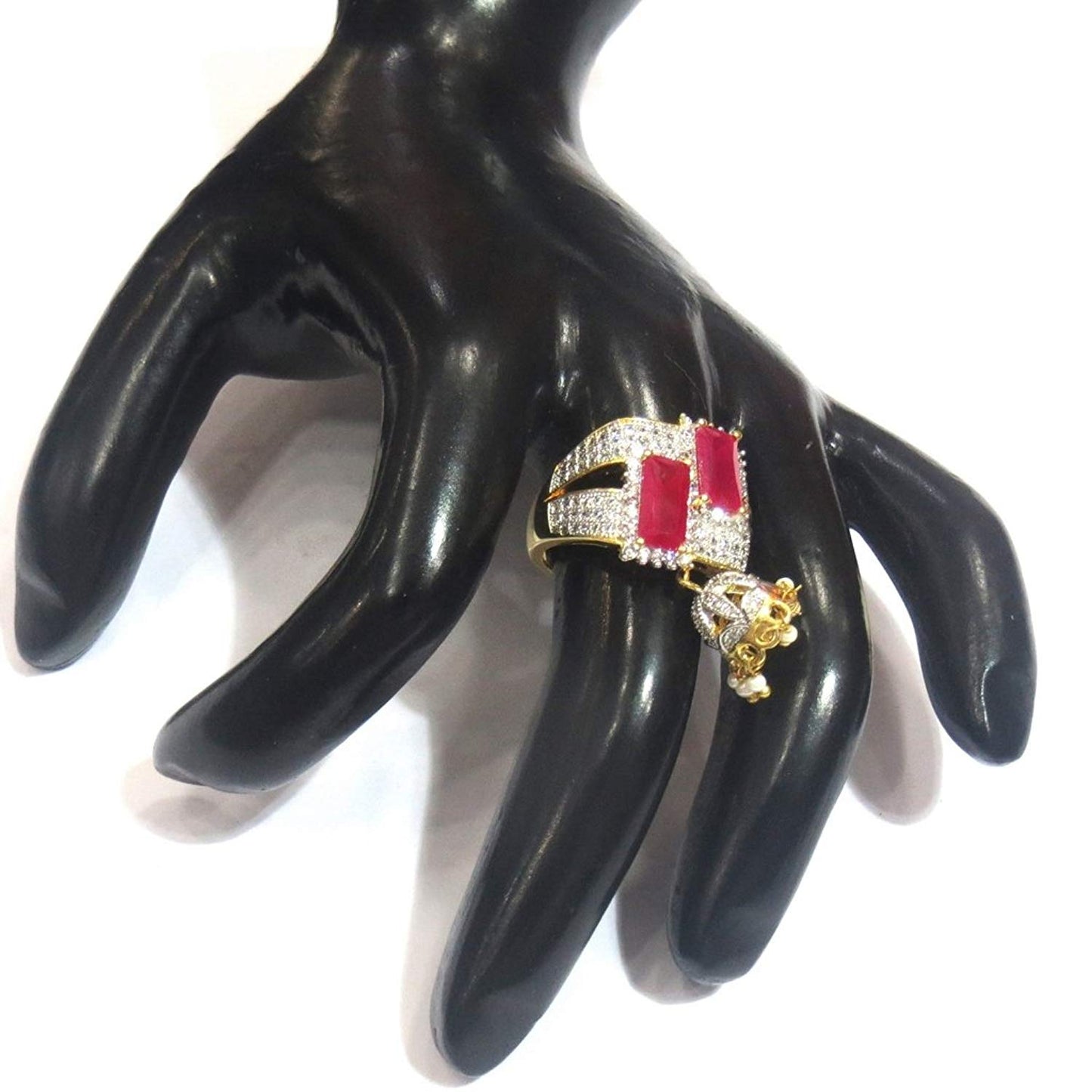 Jewelshingar Jewellery Fine Gold Plated Finger Ring For Women ( 31707-ring-ruby-15 )