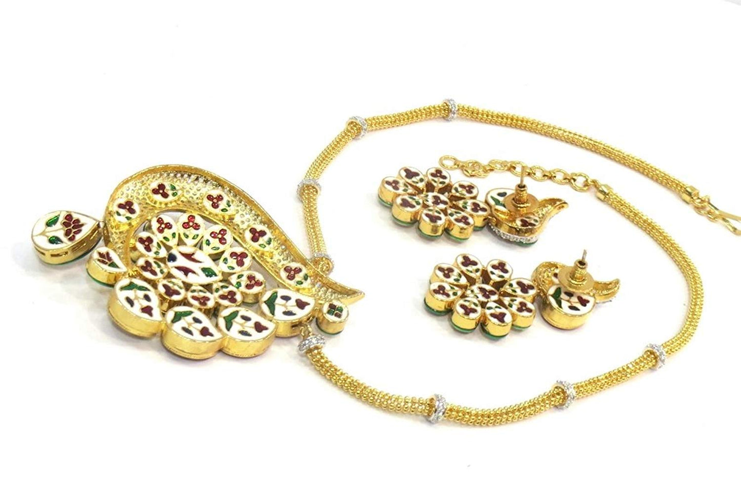 Jewelshingar Jewellery Antique Gold Plated Fine Polki Kundan Pendant Set For Girls ( 17451-acs )