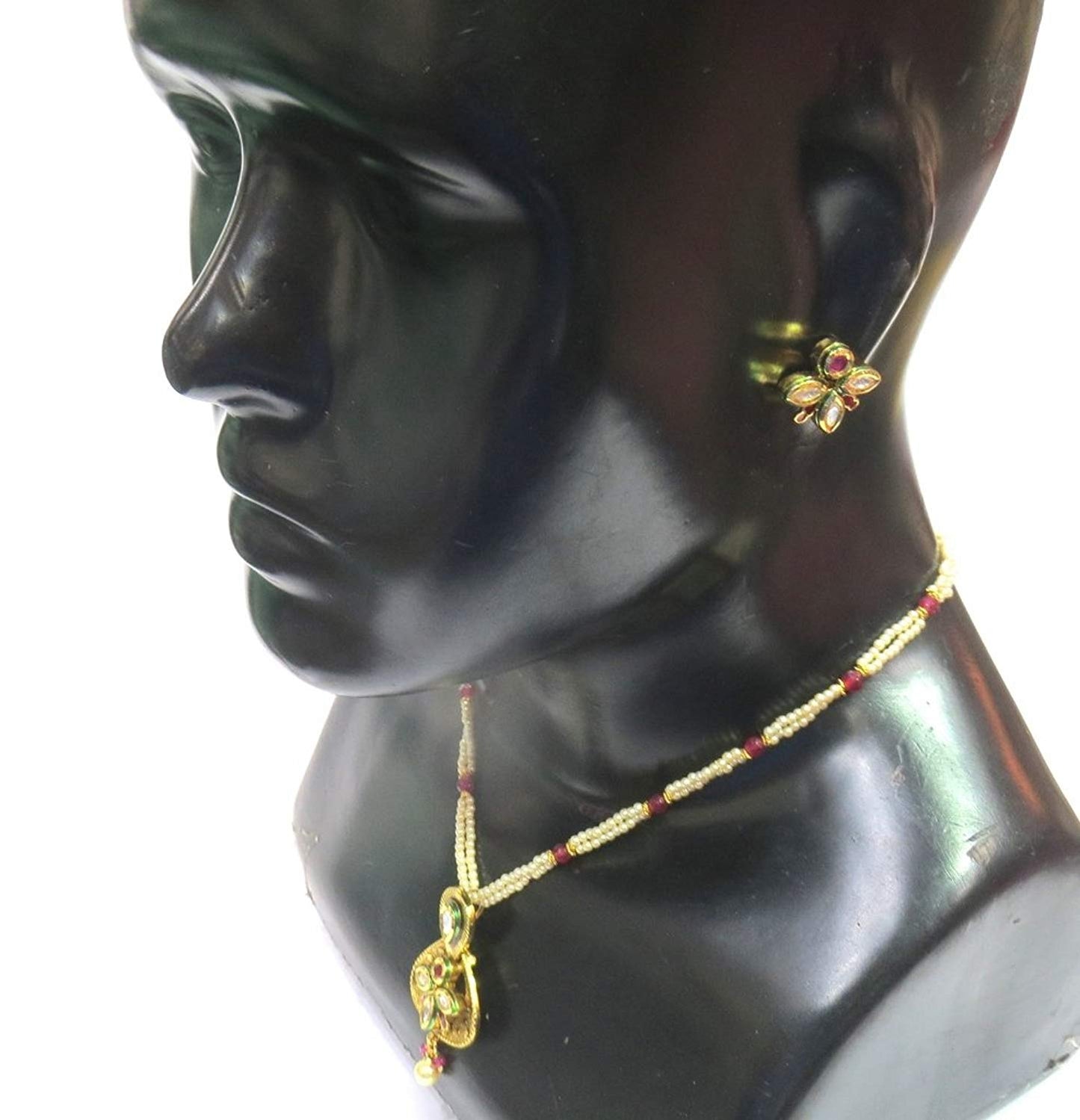 Jewelshingar Jewellery Fine Kundan Gold Plated Colour Gold Pendant Set For Women (42628-acs-ps)