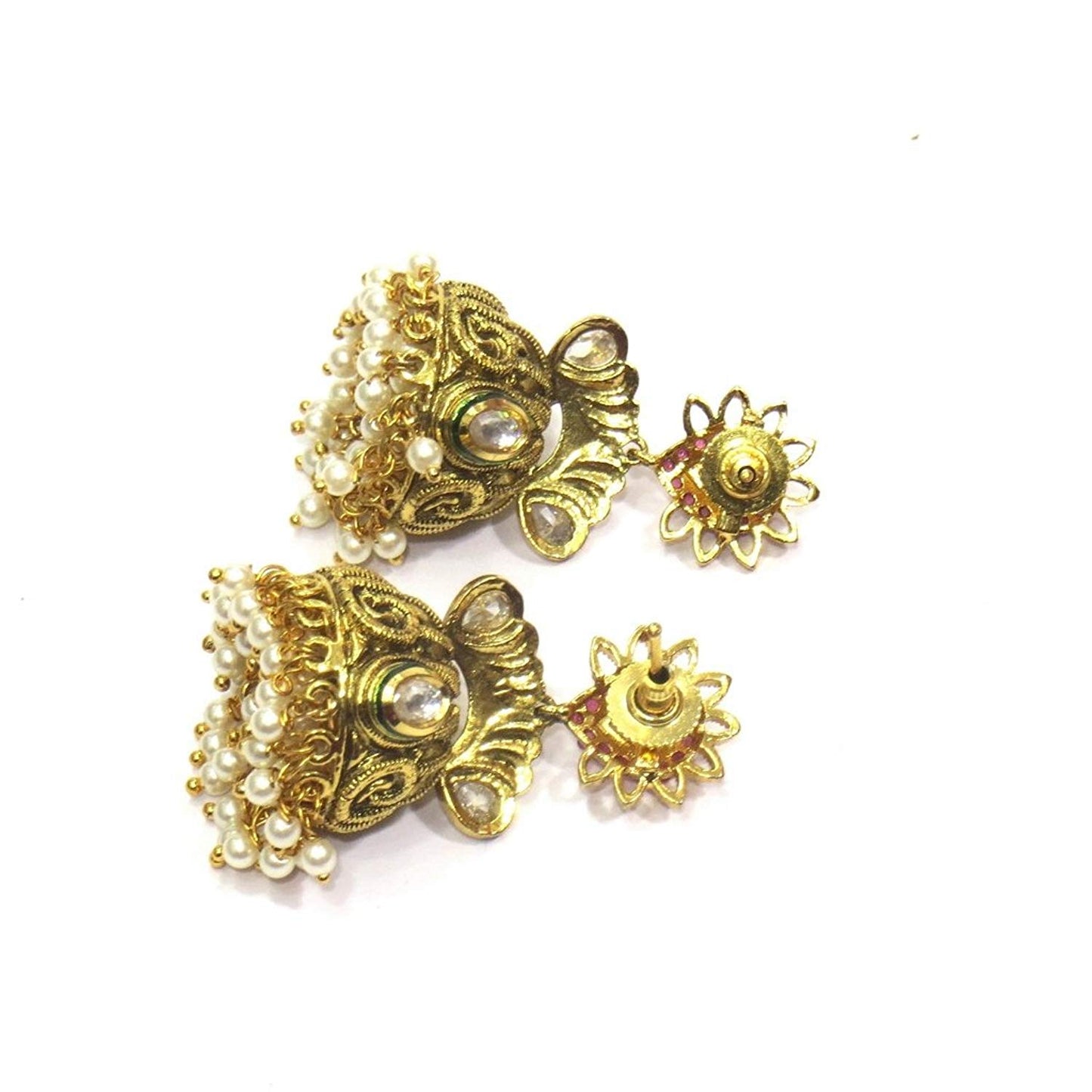 Jewelshingar Jewellery Fine Plated Jhumki Earrings For Women ( 18449-pj-ruby )