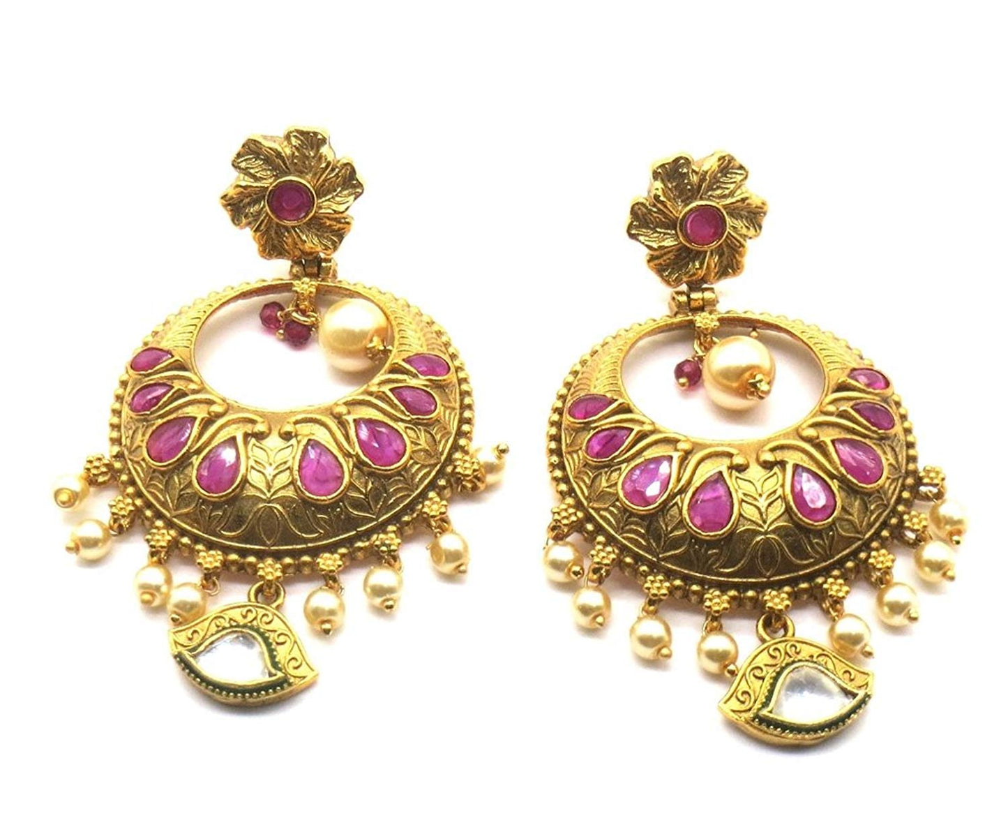 Jewelshingar Jewellery Gold Plated Ruby Colour Earrings For Women (44894-pe)