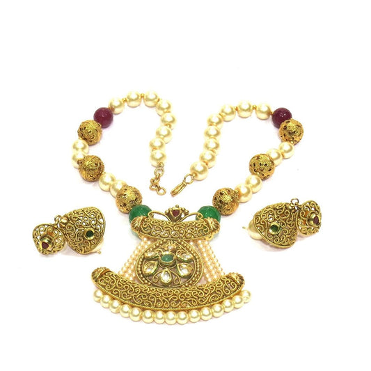 Jewelshingar Jewellery Gold Plated Pendant Set In Gold Colour For Women ( 21350-asps )