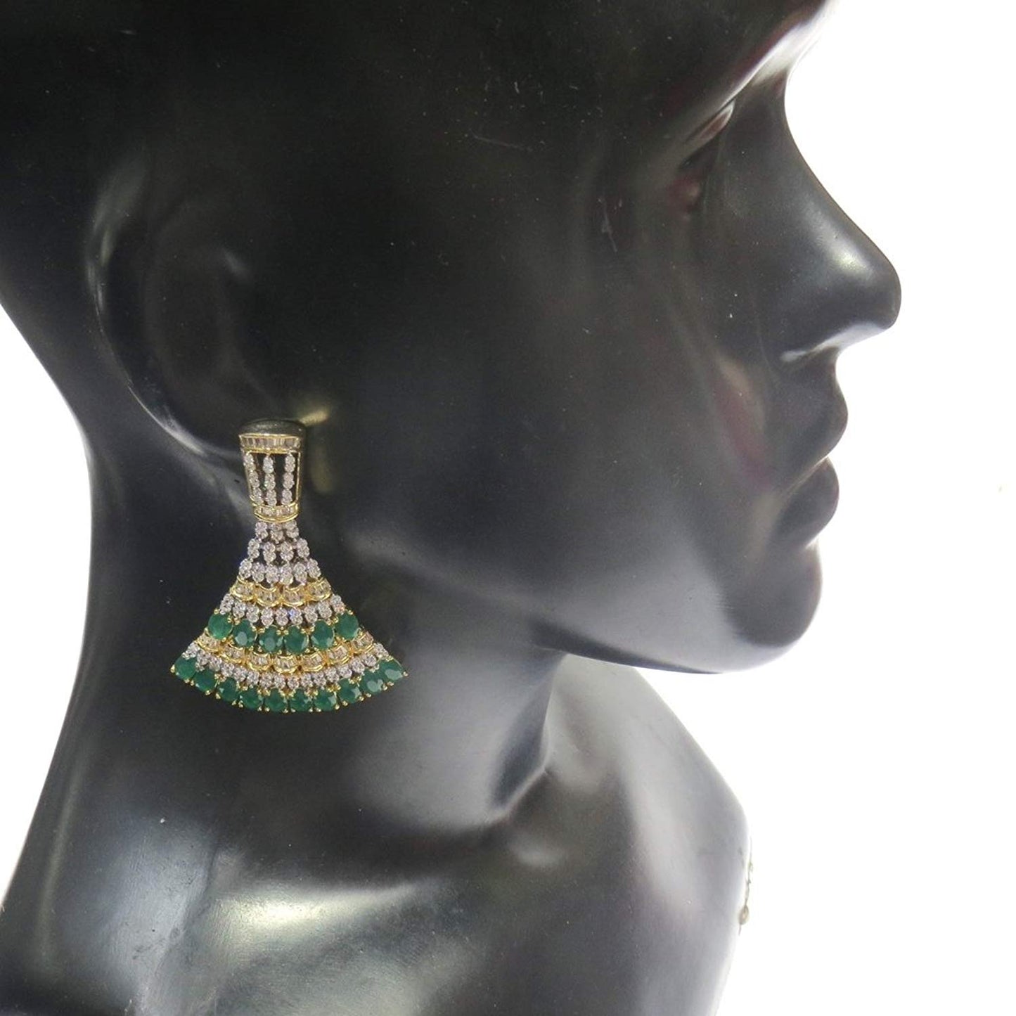 Jewelshingar Jewellery Fine Gold Plated Dangle & Drop Earrings For Girls ( 34583-ead-green )