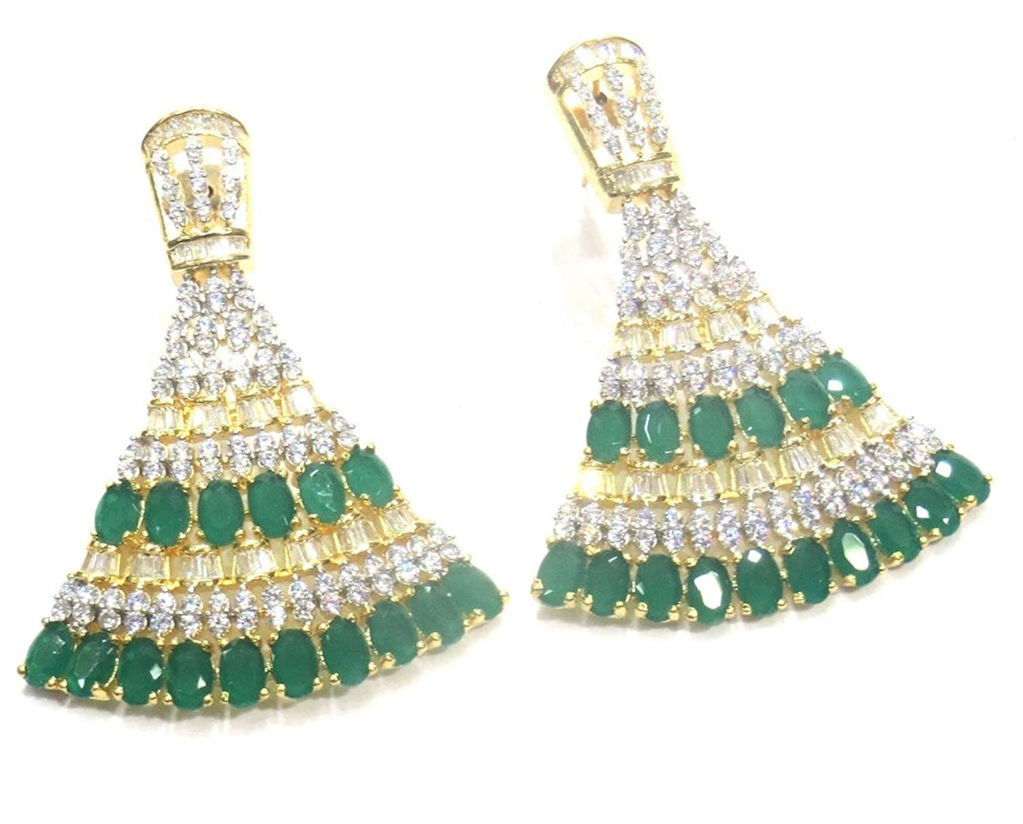 Jewelshingar Jewellery Fine Gold Plated Dangle & Drop Earrings For Girls ( 34583-ead-green )
