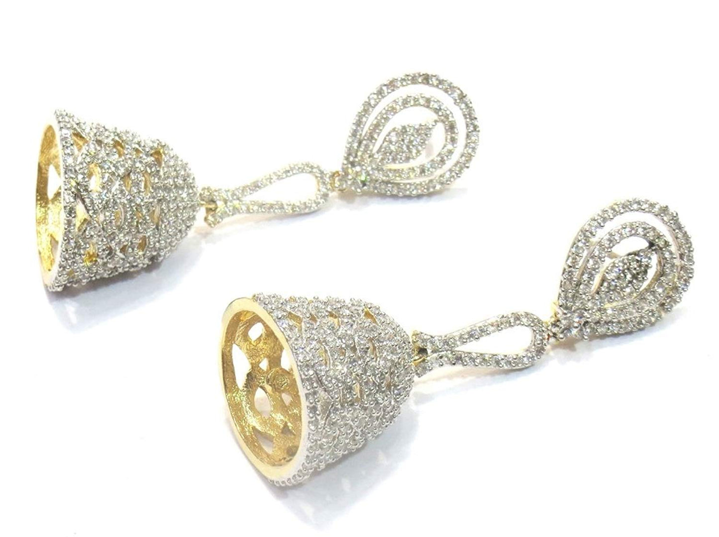 Jewelshingar Jewellery Silver Gold Plated Clear Colour Earrings For Women (43654-ead-j)