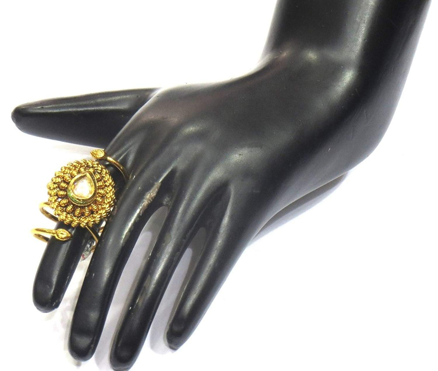 Jewelshingar Jewellery Gold Plated Antique Cocktail Ring In Free Size For Women ( 20224-ring )