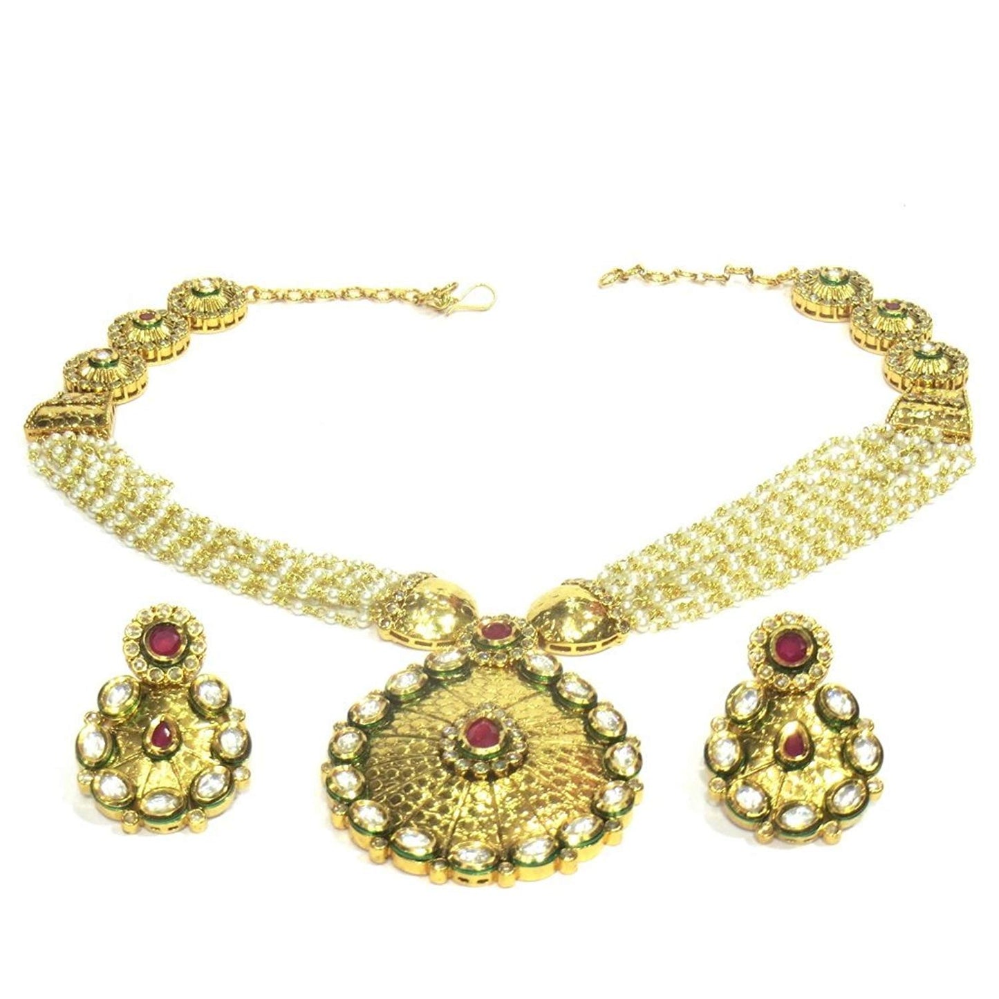 Jewelshingar Jewellery Fine Quality Gold Plated Pendant Set For Women ( 26100-acs-ruby )