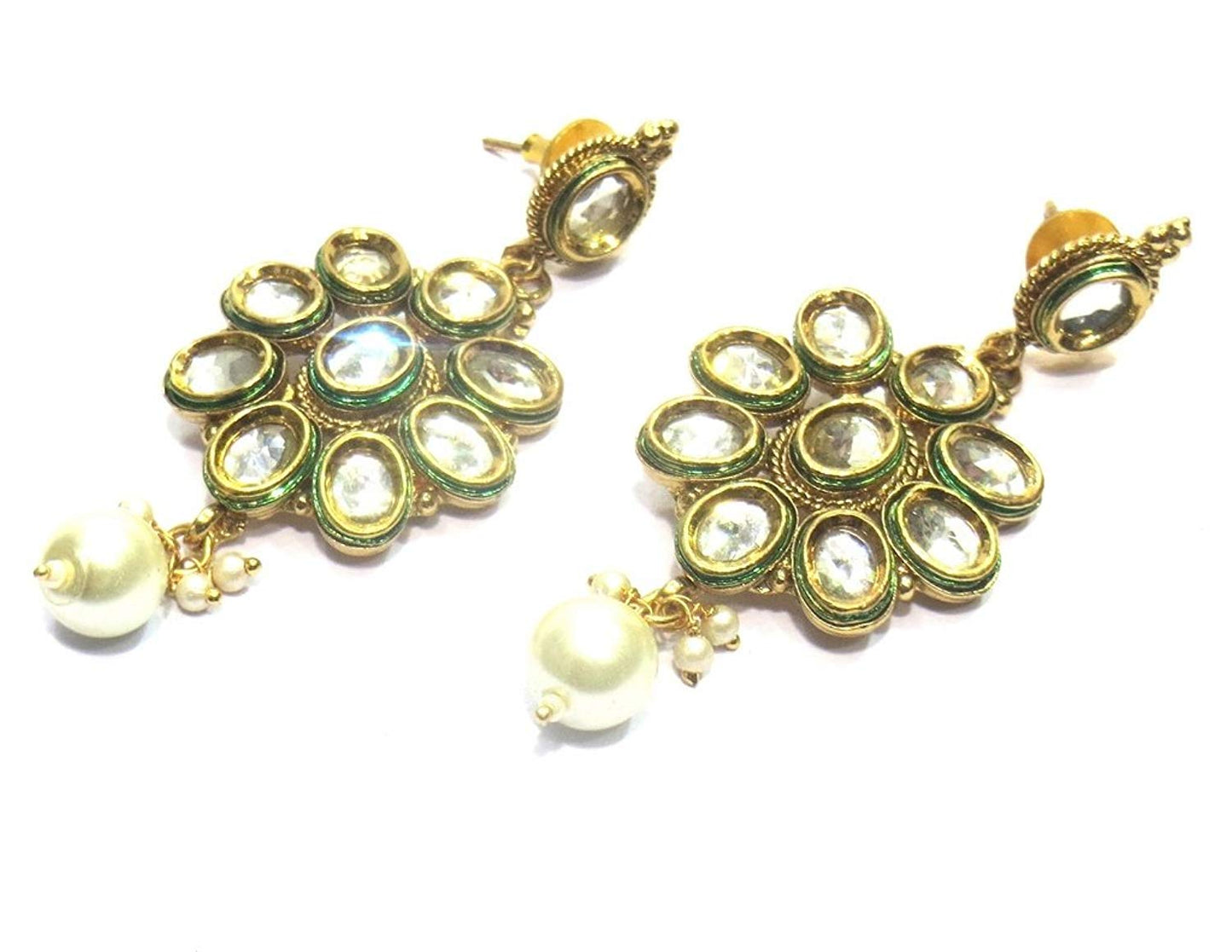 Jewelshingar Jewellery Gold Plated Clear Colour Earrings For Women (43560-pe)