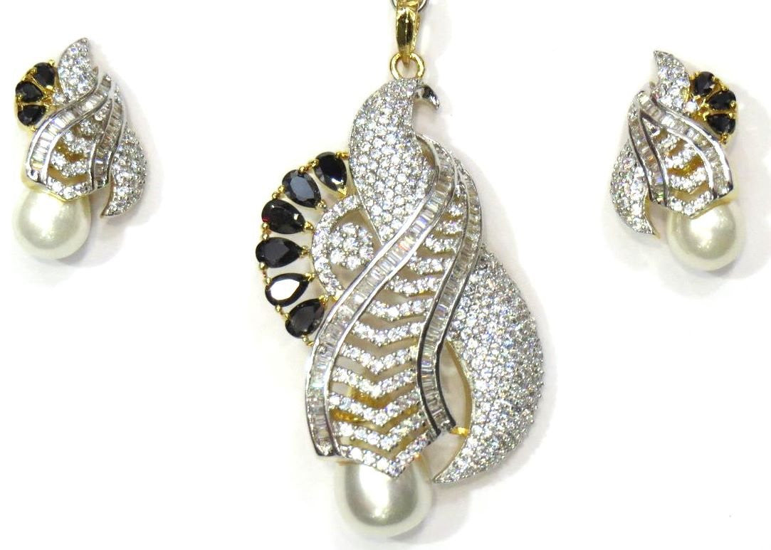 Jewelshingar Girl's Diamond Look Pendant Set Black Jewellery ( FA5033 ) - JEWELSHINGAR