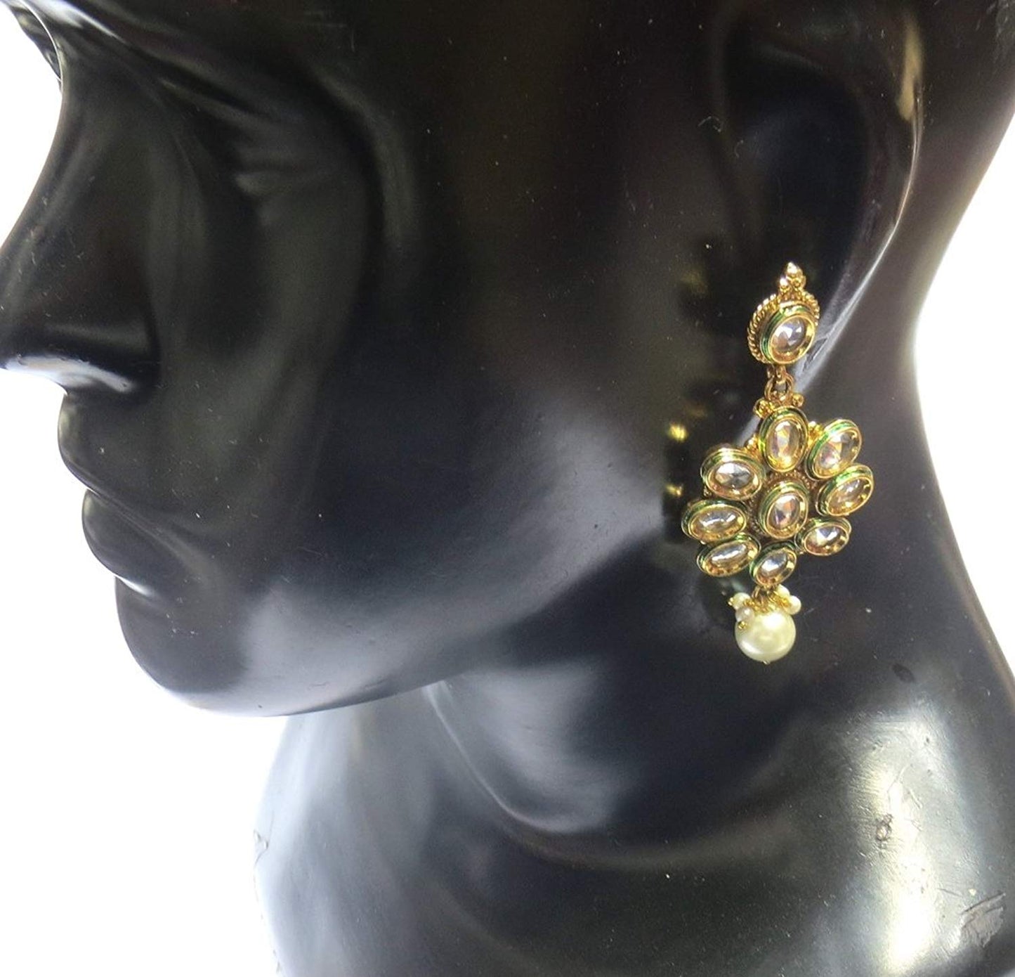 Jewelshingar Jewellery Gold Plated Clear Colour Earrings For Women (43560-pe)