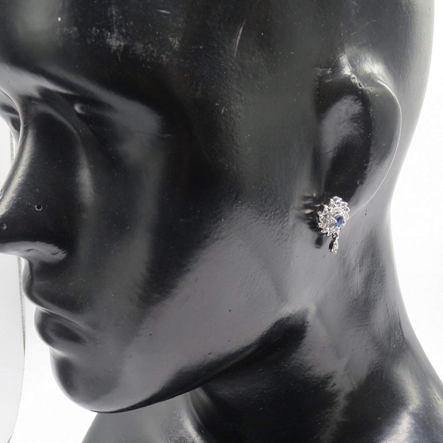 Jewelshingar Jewellery Rhodium Plated Blue Colour Earrings For Women (44696-gjt)