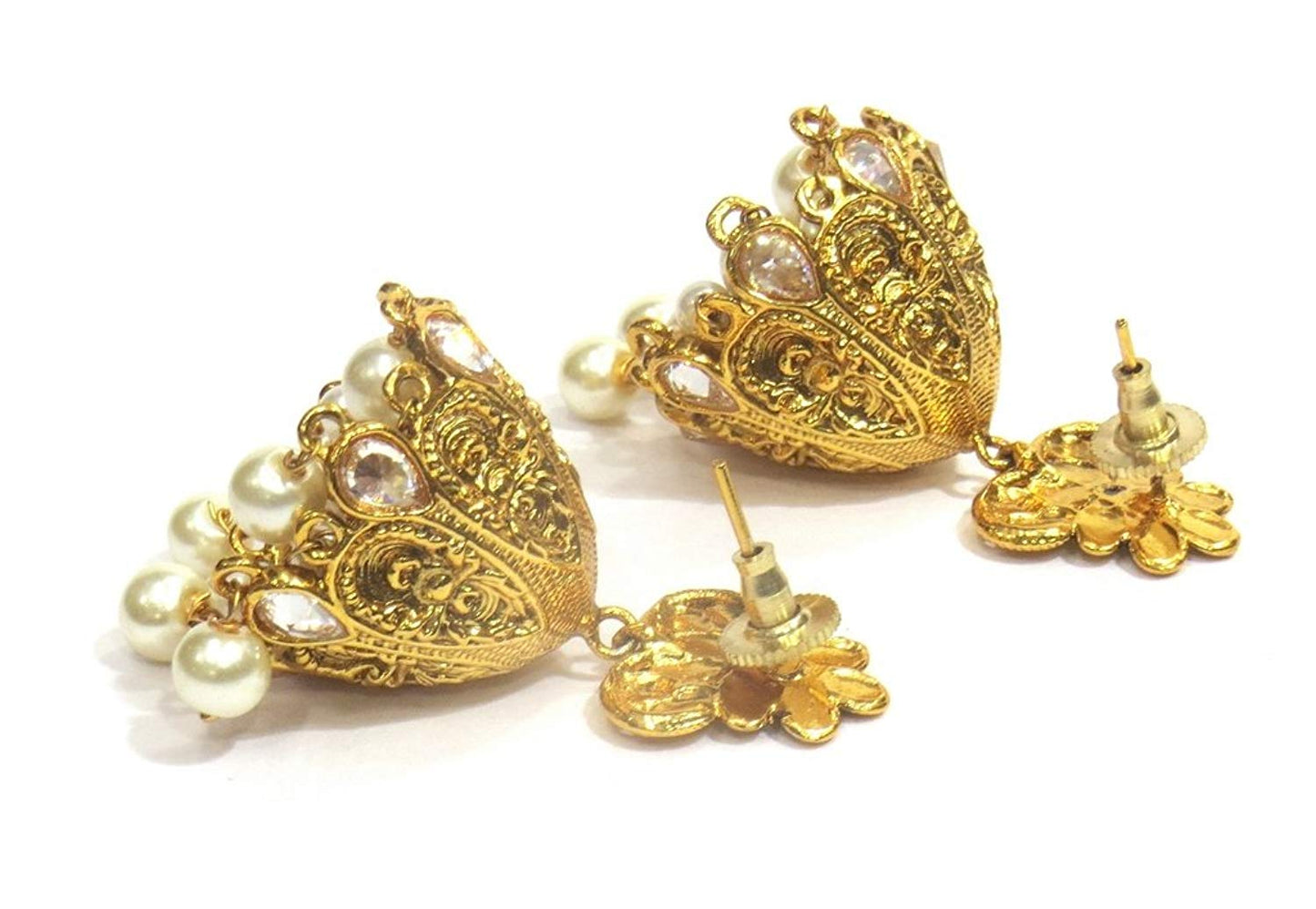 Jewelshingar Jewellery Fine Gold Plated Jhumki Earrings For Women ( 32796-pj-moti )