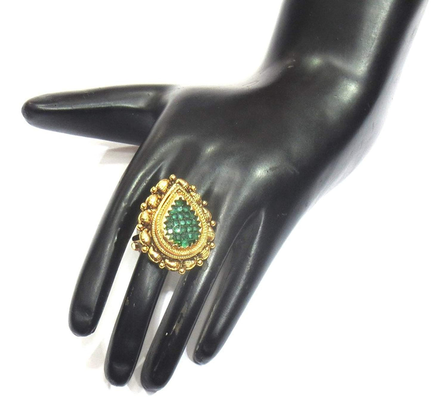 Jewelshingar Jewellery Gold Plated Antique Cocktail Ring In Free Size For Women ( 20275-ring )