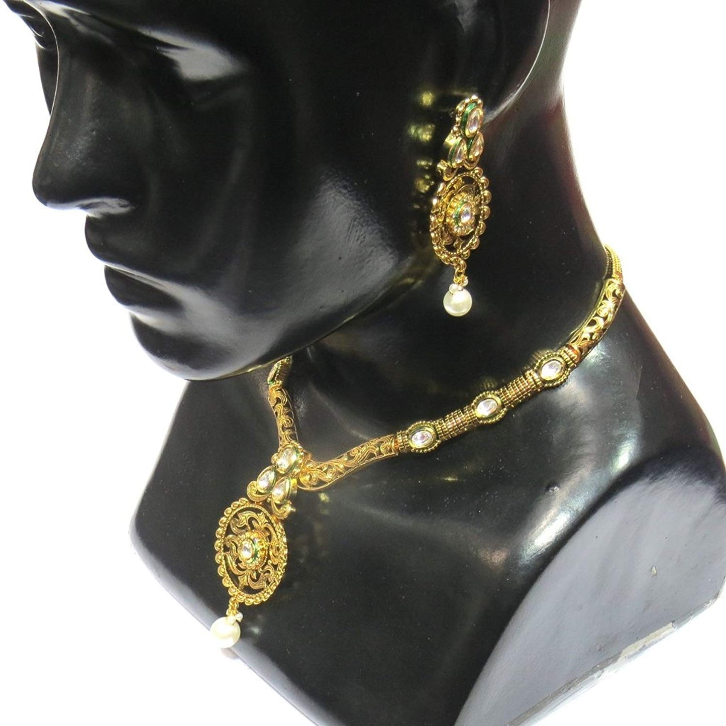 Jewelshingar Jewellery Gold Plated Necklace Set In Gold Colour For Women ( 21297-acs )