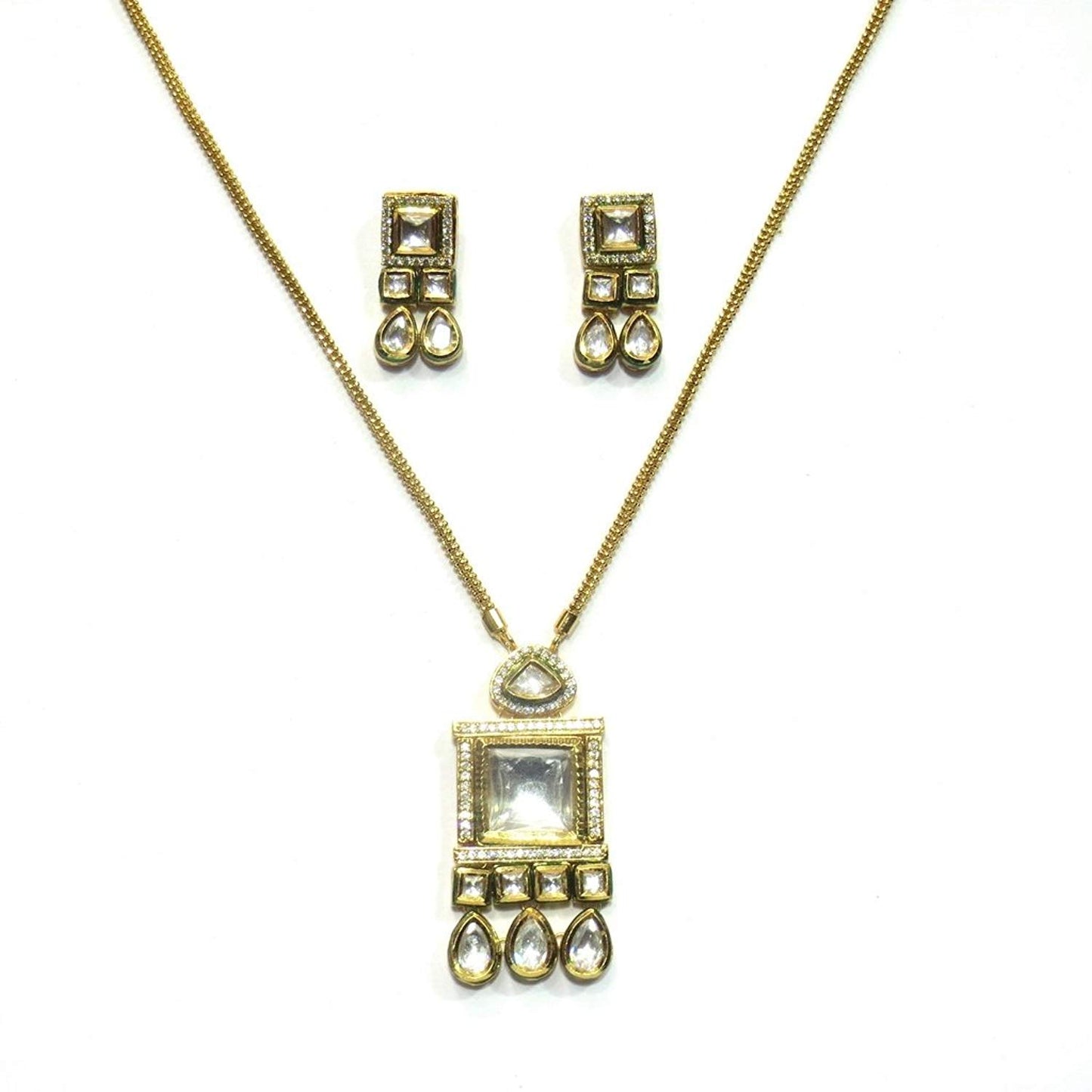 Jewelshingar Jewellery Gold Plated Necklace Set In Gold Colour For Women ( 21301-acs )