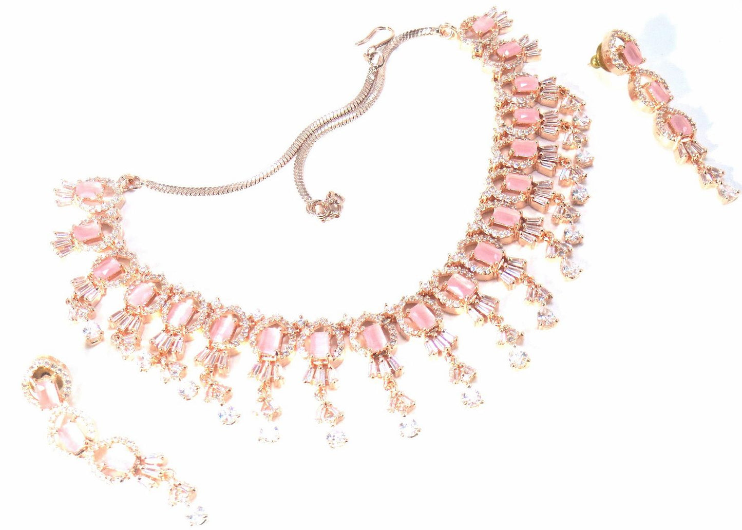 Jewelshingar Jewellery Fine Antique Polki Kundan Rosegold Plated Pink Colour Necklace For Women ( 62087NAD )