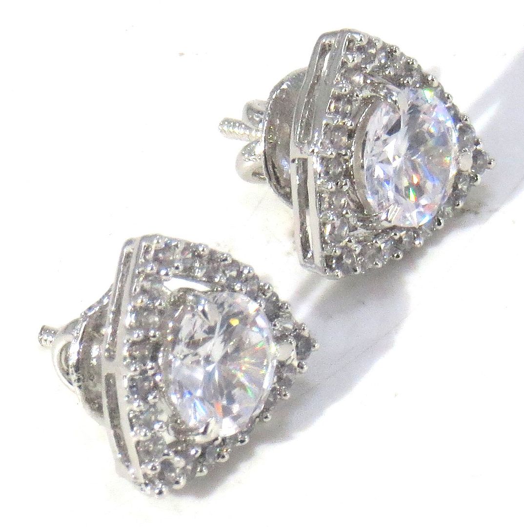 Jewelshingar Jewellery Silver Plated Diamond Earring For Women ( 62166EAD )