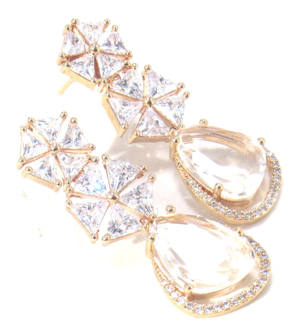 Jewelshingar Jewellery Rosegold Plated Diamond Earring For Women ( 62182EAD )