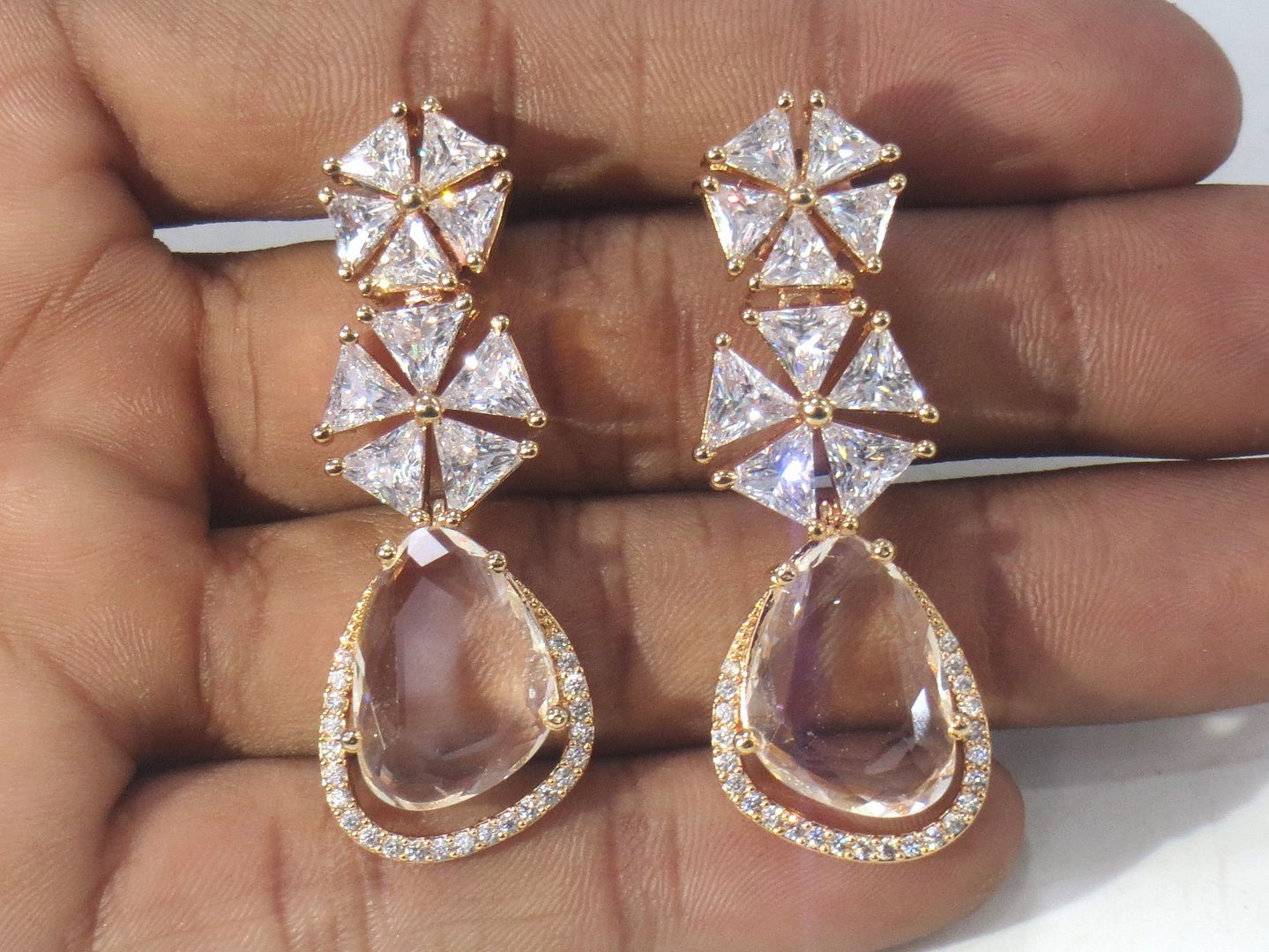 Jewelshingar Jewellery Rosegold Plated Diamond Earring For Women ( 62182EAD )
