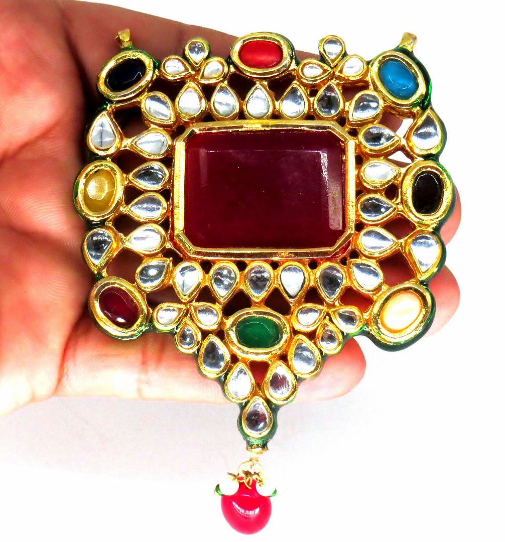Jewelshingar Jewellery Fine Antique Polki Kundan Gold Plated Multi Colour Necklace For Women ( 62456ACP )