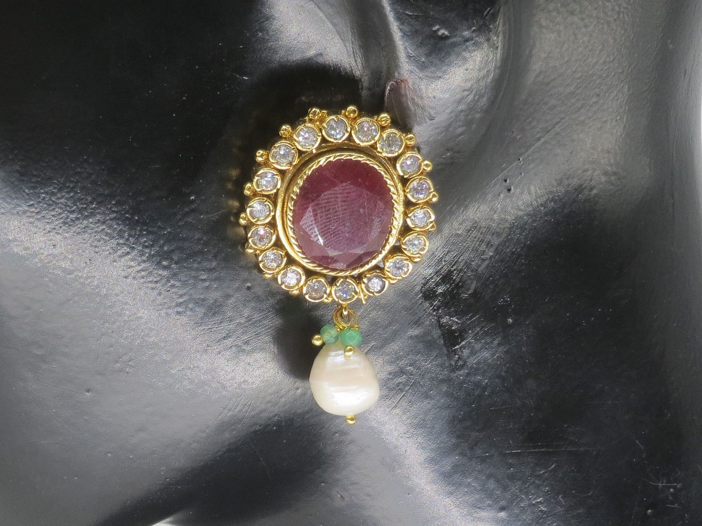 Jewelshingar Jewellery Fine Antique Polki Kundan Gold Plated Ruby Colour Necklace For Women ( 62836ACE )