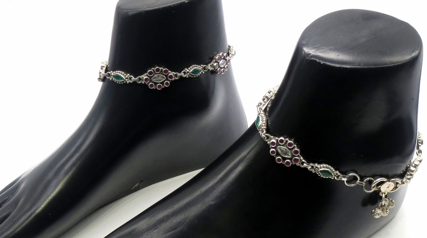 Jewelshingar Jewellery Multi Colour Payal Anklet For Women ( 70128SSP )