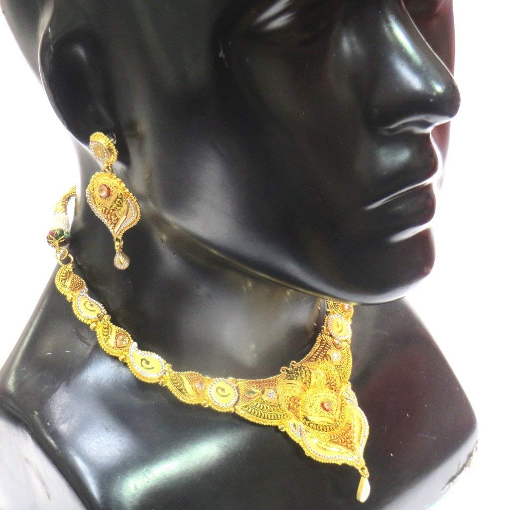 Jewelshingar Jewellery Bandhel Gold Plated Colour Gold Necklace set For Women (42978-necklace-g)