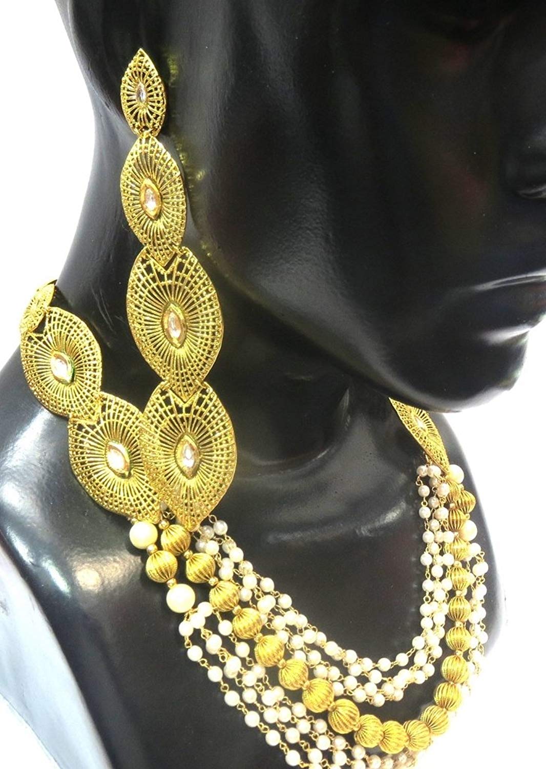 Jewelshingar Jewellery Antique Gold Plated Necklace Set For Girls ( 17227-as )