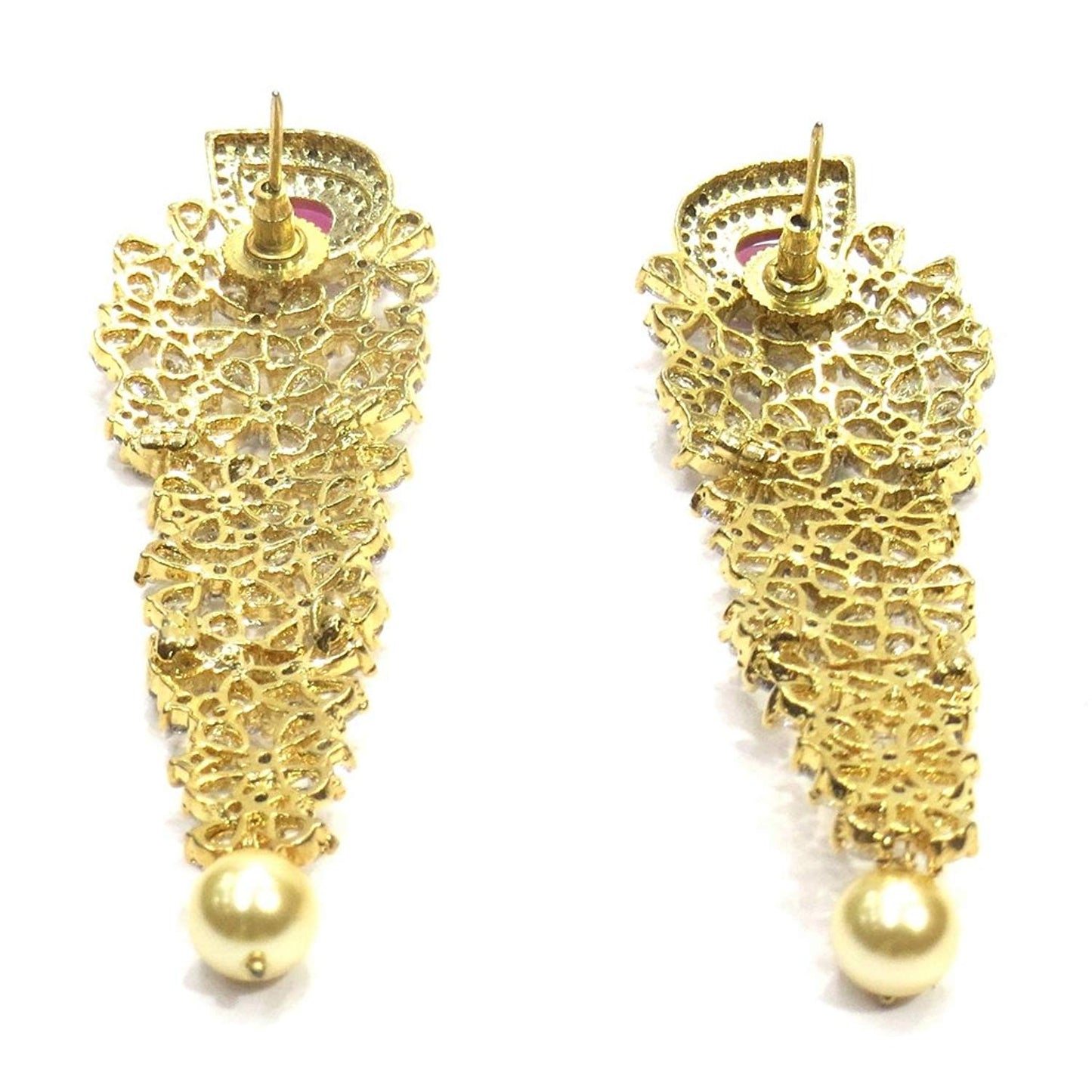 Jewelshingar Jewellery Fine Gold Plated Dangle & Drop Earrings For Girls ( 34670-ead-ruby )