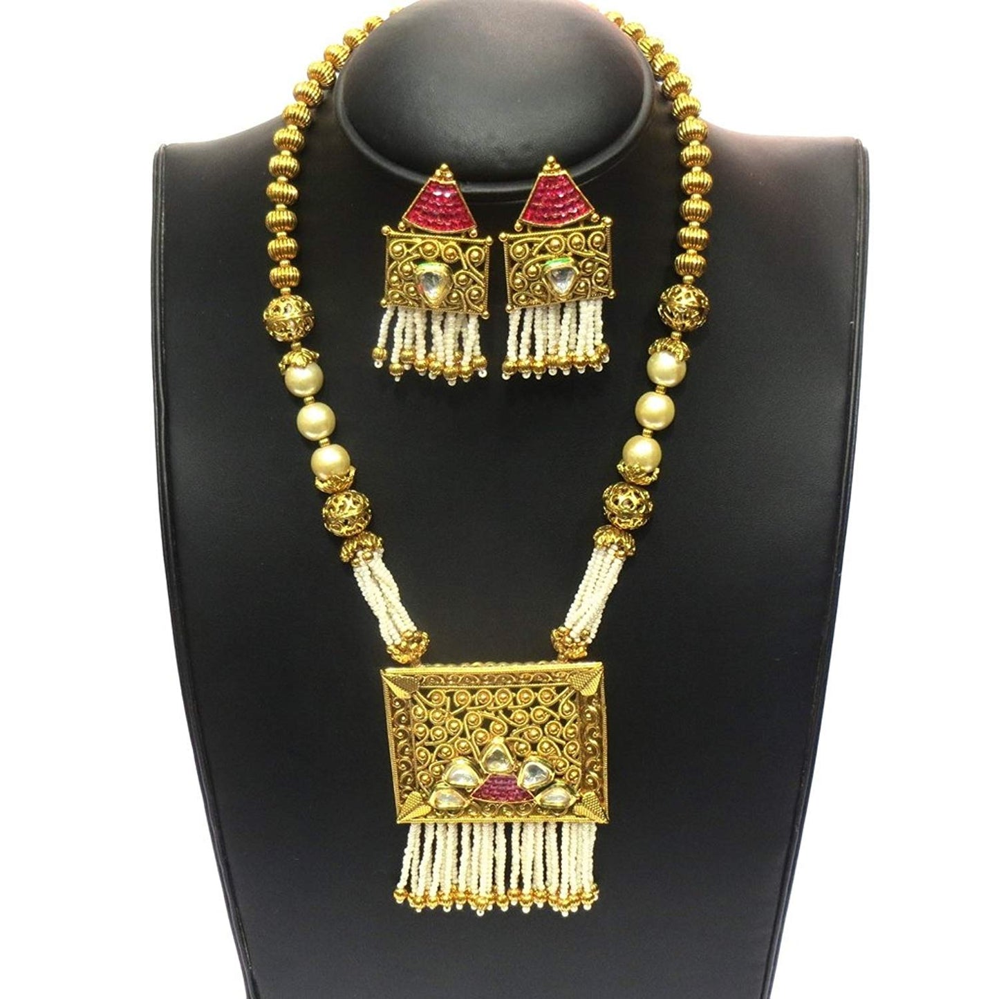 Jewelshingar Jewellery Gold Plated Pendant Set In Pink Colour For Women ( 21338-asps-ruby )