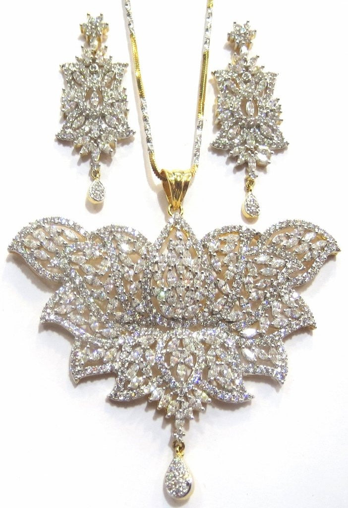 Jewelshingar Women's American Diamond Pendant Set Silver Jewellery ( 8537-psad ) - JEWELSHINGAR