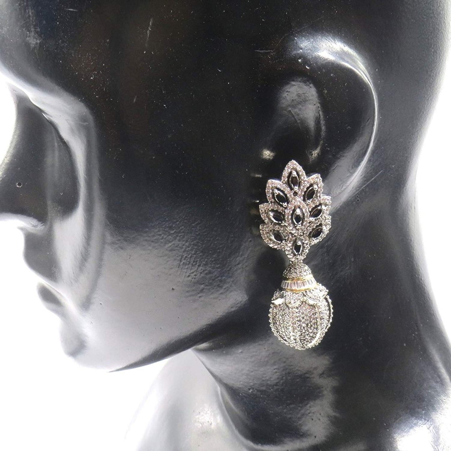 Jewelshingar Jewellery Victorian Plated Black Colour Earrings For Women (44699-ead)